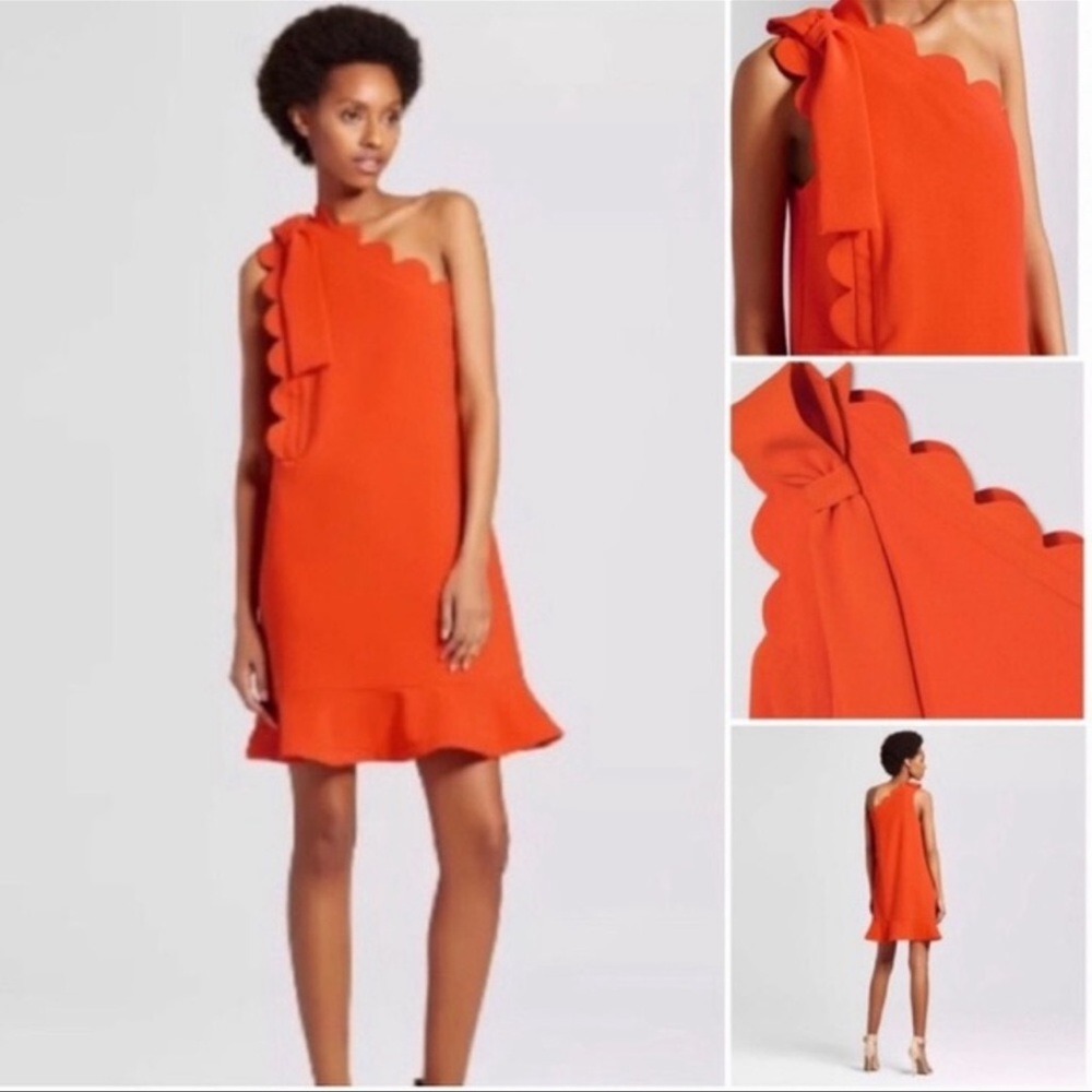 Victoria Beckham for Target Orange One Shoulder with Bow/Scallops NWT Sml